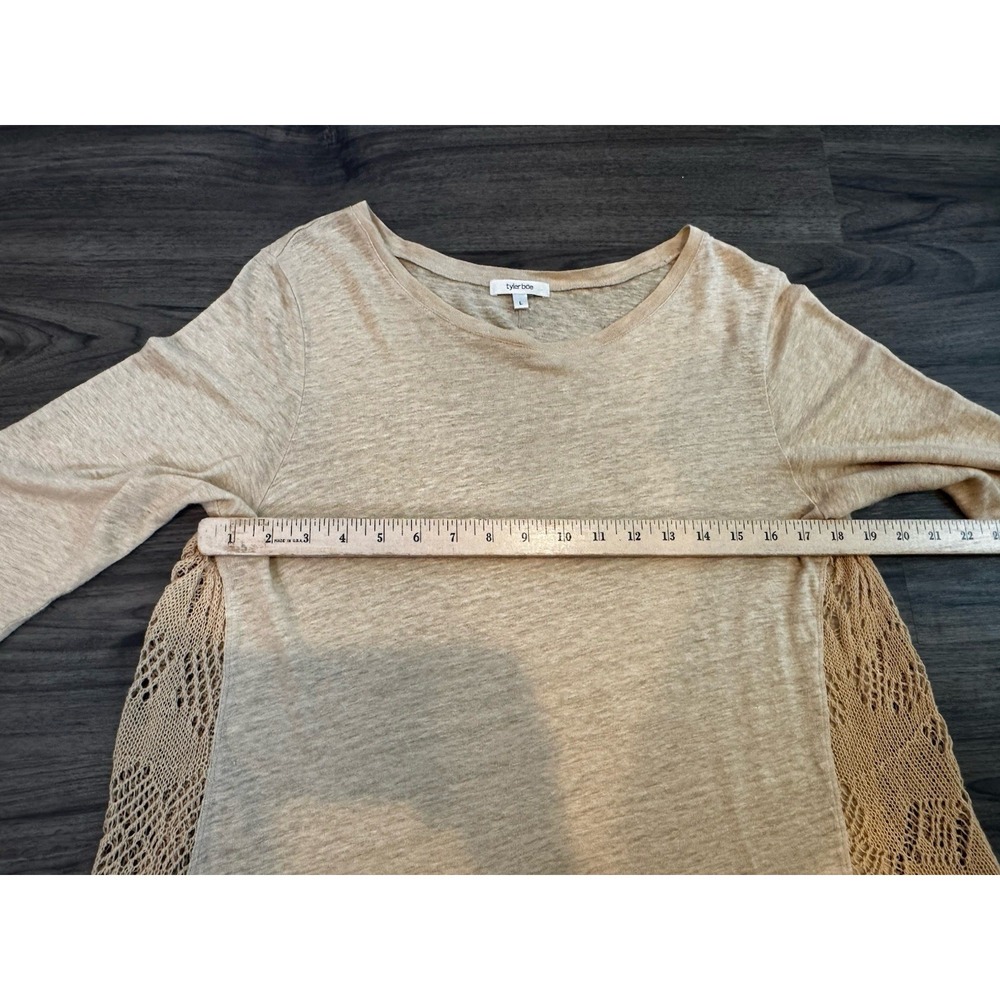 Tyler Boe Linen Top L Khaki Lagenlook Coastal Chic Boho Resort Minimalist - Picture 8 of 14